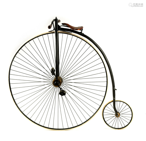 A LATE 19TH CENTURY PENNY FARTHING BICYCLE WITH 52â€