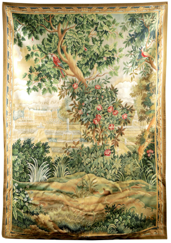 AN 18TH/19TH CENTURY WALL HANGING TAPESTRY depicting a