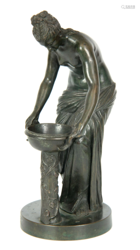 A 19TH CENTURY GREEN PATINATED GREEK-STYLE FIGURAL