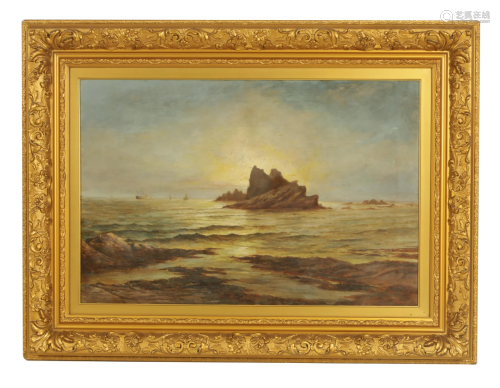 19TH CENTURY MARINE OIL ON CANVAS Seascape believed to