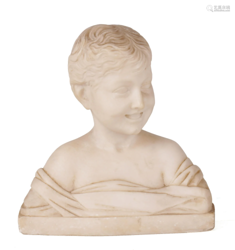 A LATE 19TH CENTURY ALABASTER CARVED BUST modelled …
