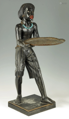 A LATE 19TH CENTURY CARVED PAINTED BLACKAMOOR FIG…