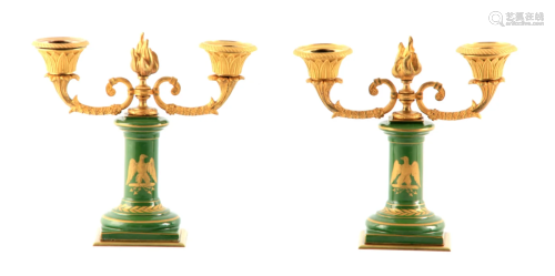 A PAIR OF 19TH CENTURY FRENCH NAPOLEON PORCELAIN AND