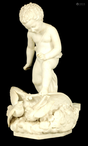 A LATE 19TH CENTURY LIFE-SIZE ITALIAN CARVED WHITE