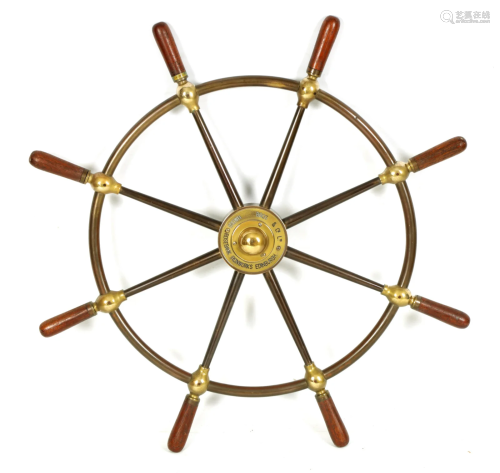 A 20TH CENTURY 8 SPOKE SHIPS WHEEL MADE BY BROWN BR…
