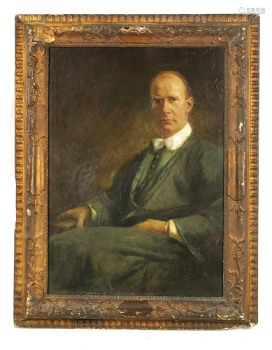 A 19TH CENTURY OIL ON CANVAS Portrait of a seated