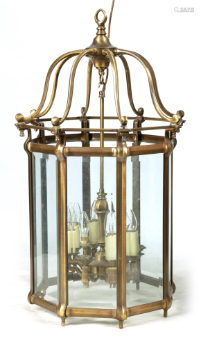 A LARGE MID 20TH CENTURY OCTAGONAL BRONZE HANGING