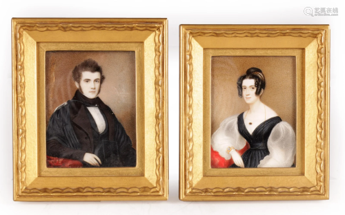 â€ A PAIR OF 19TH CENTURY PORTRAIT MINIATURES ON IVORY