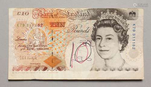 A BANK OF ENGLAND £10.00 NOTE No. K79 311182 printed wrongly...