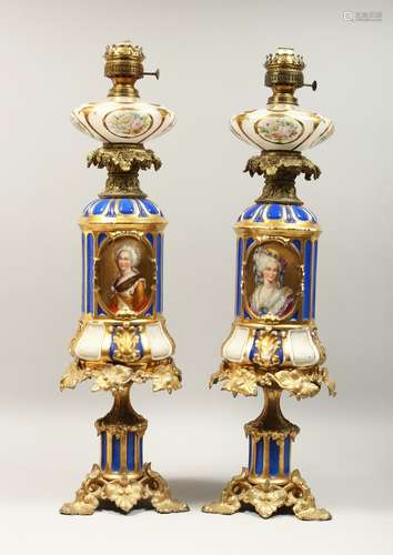 A SUPERB PAIR OF 19TH CENTURY FRENCH PORCELAIN AND GILT BRON...