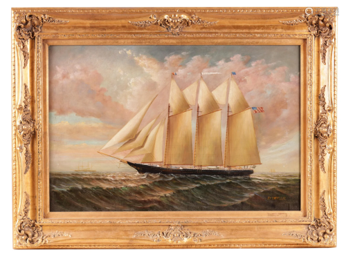 D.TAYLOR 20TH CENTURY MARINE OIL ON CANVAS depicting an