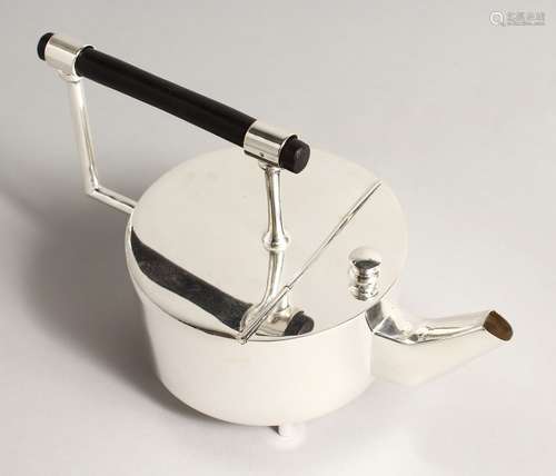 A CHRISTOPHER DRESSER DESIGN CIRCULAR TEA POT.