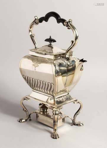 A VICTORIAN TEA KETTLE AND STAND