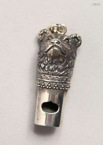 A NOVELTY SILVER BEAR WHISTLE