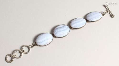 A CHARLES ALBERT SILVER AND AGATE BRACELET.