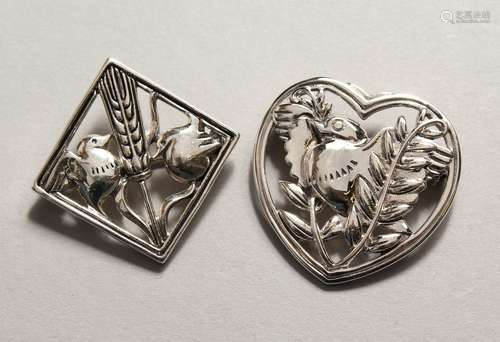 TWO SILVER DANISH BROOCHES