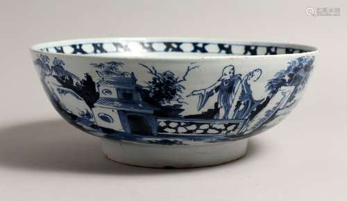 AN 18TH CENTURY ENGLISH BLUE AND WHITE TIN GLAZED CIRCULAR B...