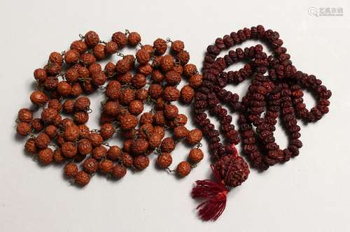 TWO STRINGS OF MONKS BEADS