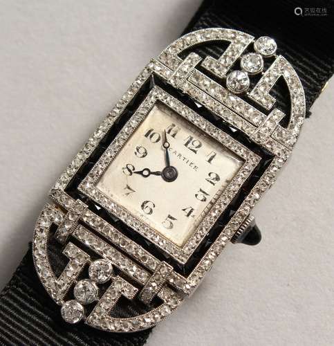 A SUPERB 1920'S CARTIER ART DECO DIAMOND AND SAPPHIRE COCKTA...