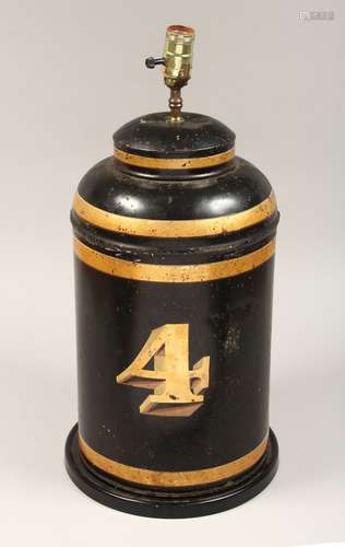 AN OLD BLACK JAPANESE TEA CANNISTER with gilded decoration, ...