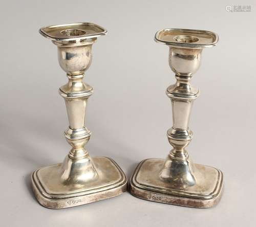 A GOOD PAIR OF VICTORIAN SILVER CANDLESTICKS 6.5ins high. Sh...