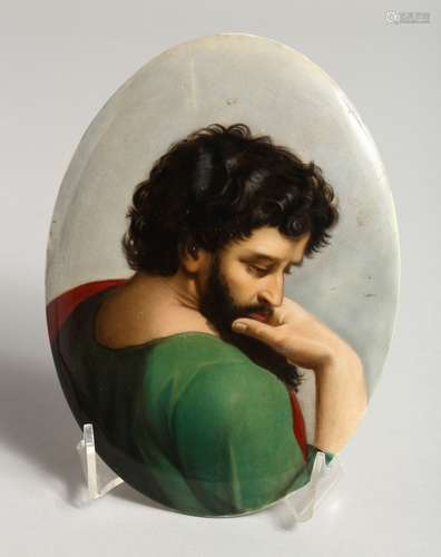 A GOOD GERMAN PORCELAIN OVAL PLAQUE of a bearded man 7ins x ...