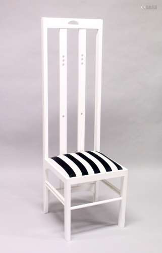 AN UNUSUAL WHITE LACQUER, OVERSIZED HIGHBACK CHAIR, in the m...