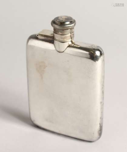 A SILVER HIP FLASK with hinged, captive top Sheffield 1941 5...