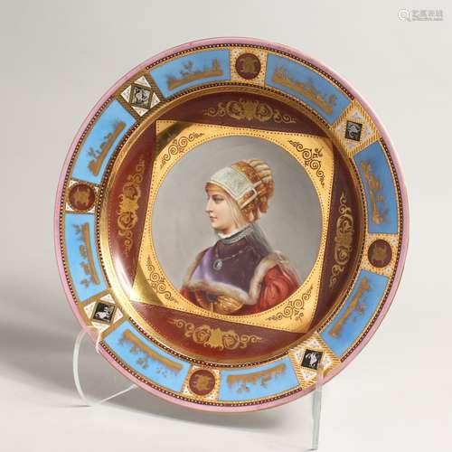 A VERY GOOD 19TH CENTURY VIENNA CIRCULAR PORTRAIT DEEP DISH ...