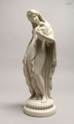 A 19TH CENTURY PARIAN FIGURE OF A YOUNG GIRL carrying a urn ...