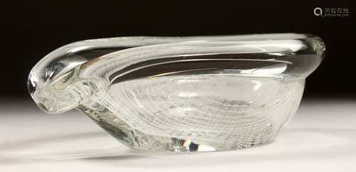 A GLASS POURING DISH.