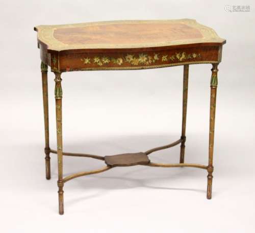 A GOOD EDWARDIAN SATINWOOD AND PAINTED OCCASIONAL TABLE of s...