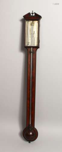 A GEORGE III MAHOGANY STICK BAROMETER by TAYLOR, LONDON, wit...
