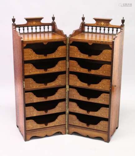 A RARE 19TH CENTURY ROSEWOOD INLAID FOLDING CAMPAIGN CUPBOAR...