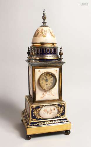 A SUPERB 19TH CENTURY VIENNA SQUARE SHAPED CLOCK with porcel...