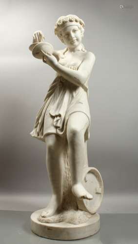 A GOOD LARGE ITALIAN CARVED CARRERA MARBLE, CHILD PERSONIFYI...