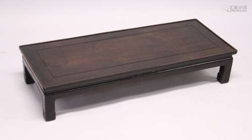 A GOOD CHINESE REDWOOD RECTANGULAR TOP OPIUM TABLE with cros...