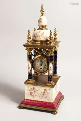 A SUPERB 19TH CENTURY VIENNA SQUARE SHAPED COLUMN CLOCK, wit...