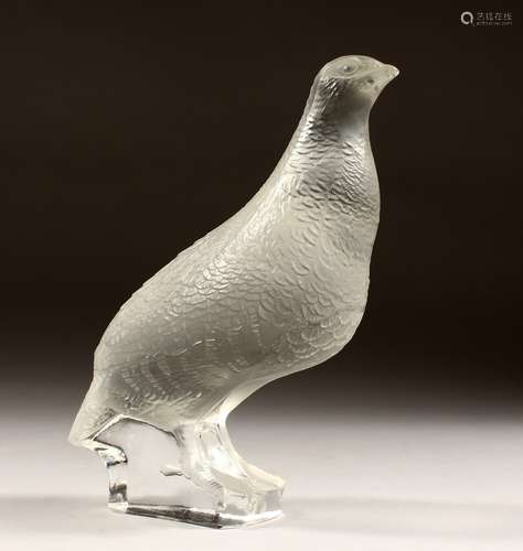 A LALIQUE GLASS PARTRIDGE Engraved Lalique, France 7ins high