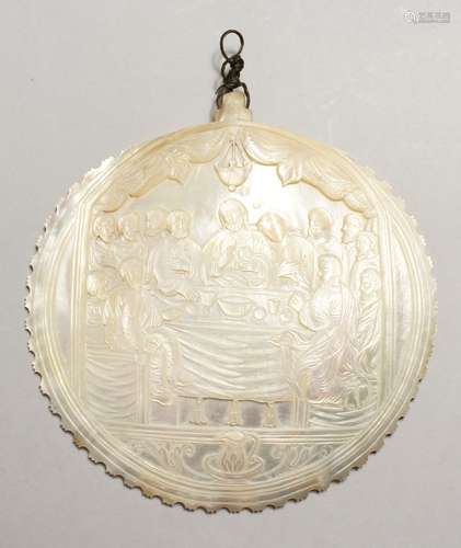 A 19TH CENTURY MOTHER OF PEARL SHELL 