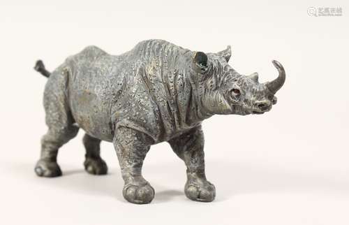 A BRONZE RHINO 5.5ins long