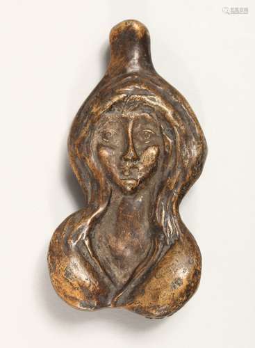 A BRONZE EROTIC GIRL PAPERWEIGHT.