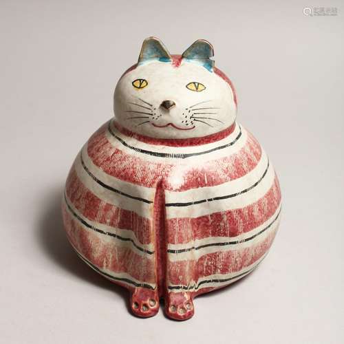 AN ITALIAN POTTERY CAT 7ins.