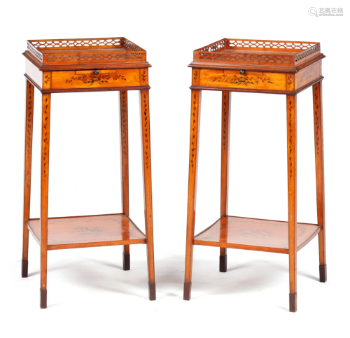 A PAIR OF 19TH CENTURY SHERATON STYLE PAINTED SATINW…