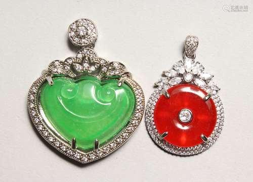 TWO JADE PENDANTS