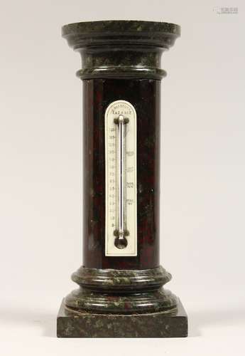 A SERPENTINE MARBLE THERMOMETER, Bradbury, Penzance 10ins hi...