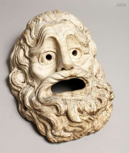 AN INTERESTING CARVED MARBLE ROMAN HEAD with open mouth and ...