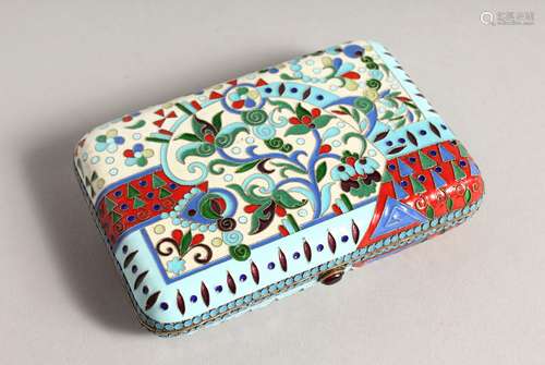 A GOOD RUSSIAN SILVER AND ENAMEL CIGARETTE CASE 4.25ins x 2....