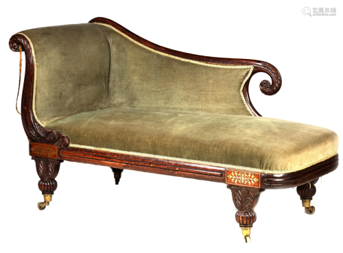 A REGENCY ROSEWOOD AND BRASS INLAID DAY BED/CHAISE