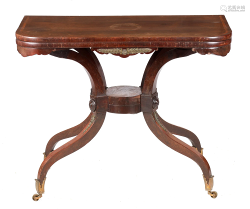 A GOOD REGENCY ROSEWOOD CARD TABLE IN THE M…